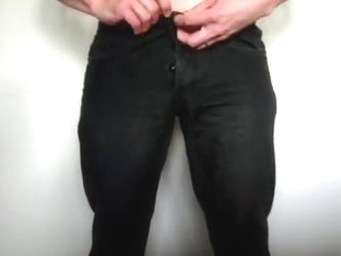 jeans,white underwear,jerk, pre-cum tasting, big load,taste